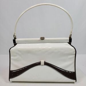 Vintage Verdi USA Bag White w/ Brown 10x7x3 Inch